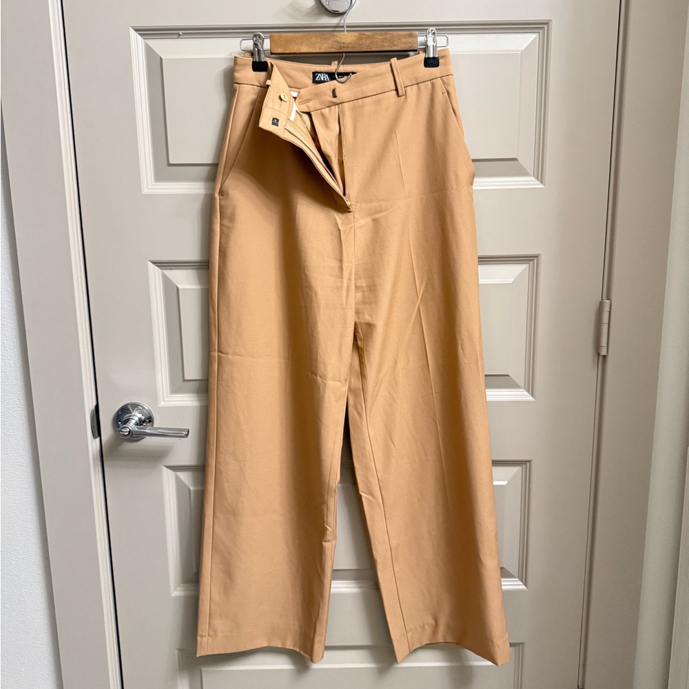 Zara Caramel Wide-leg Trousers